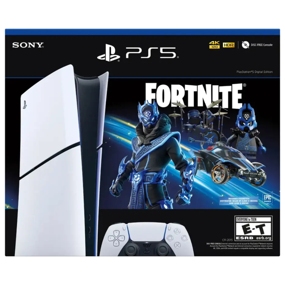 Sony - PlayStation 5 Slim Console Digital Edition - Fortnite Cobalt Star Bundle - White