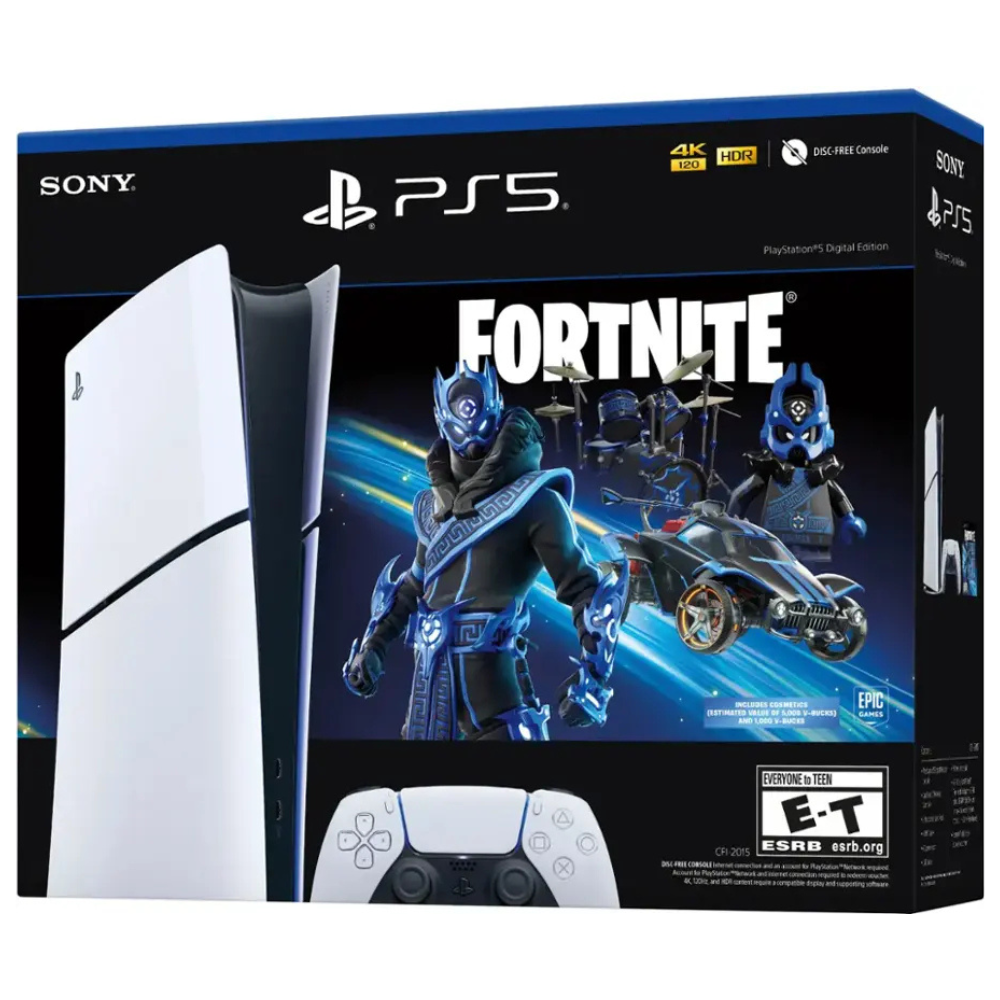 Sony - PlayStation 5 Slim Console Digital Edition - Fortnite Cobalt Star Bundle - White