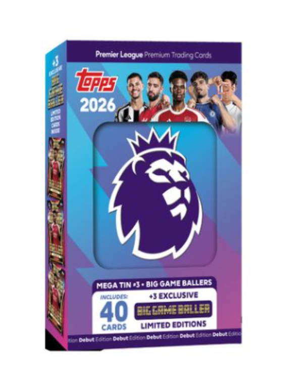 Topps Premier League 2026 Premium Soccer Trading Cards Mega Tin - Blue