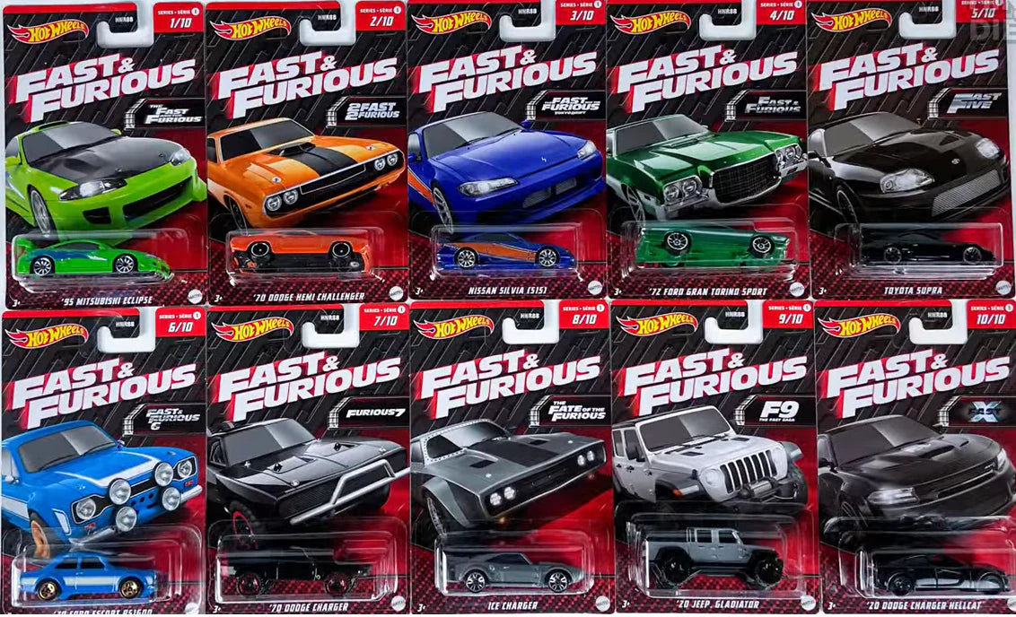 Hot Wheels Fast & Furious Basic Series 2023 – Themed Set of 10, HNR88