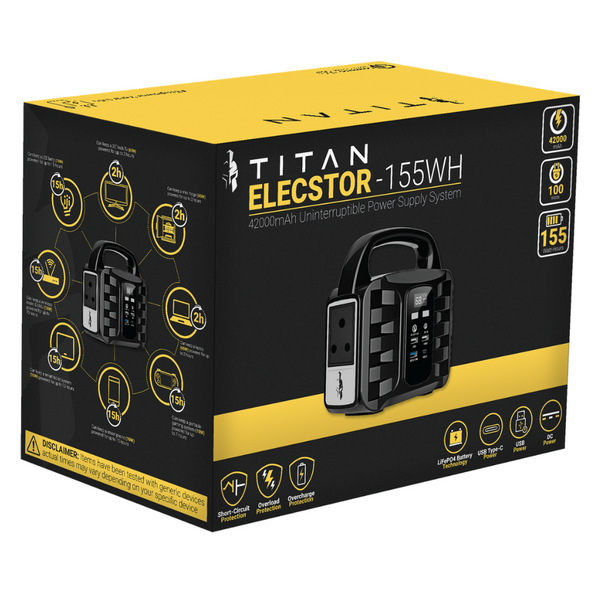 TITAN Elecstor 100W - 150W Portable Power Station 42000mAh - 155WH - Evogames