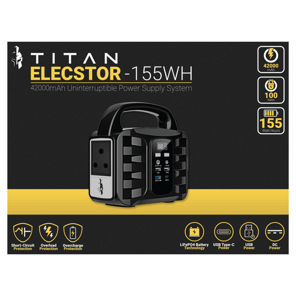 TITAN Elecstor 100W - 150W Portable Power Station 42000mAh - 155WH - Evogames