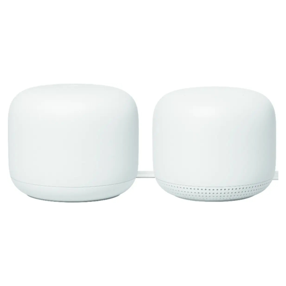 Google Nest Wifi Mesh Router (AC2200) and 1 point with Google Assistant 2 pack - Snow