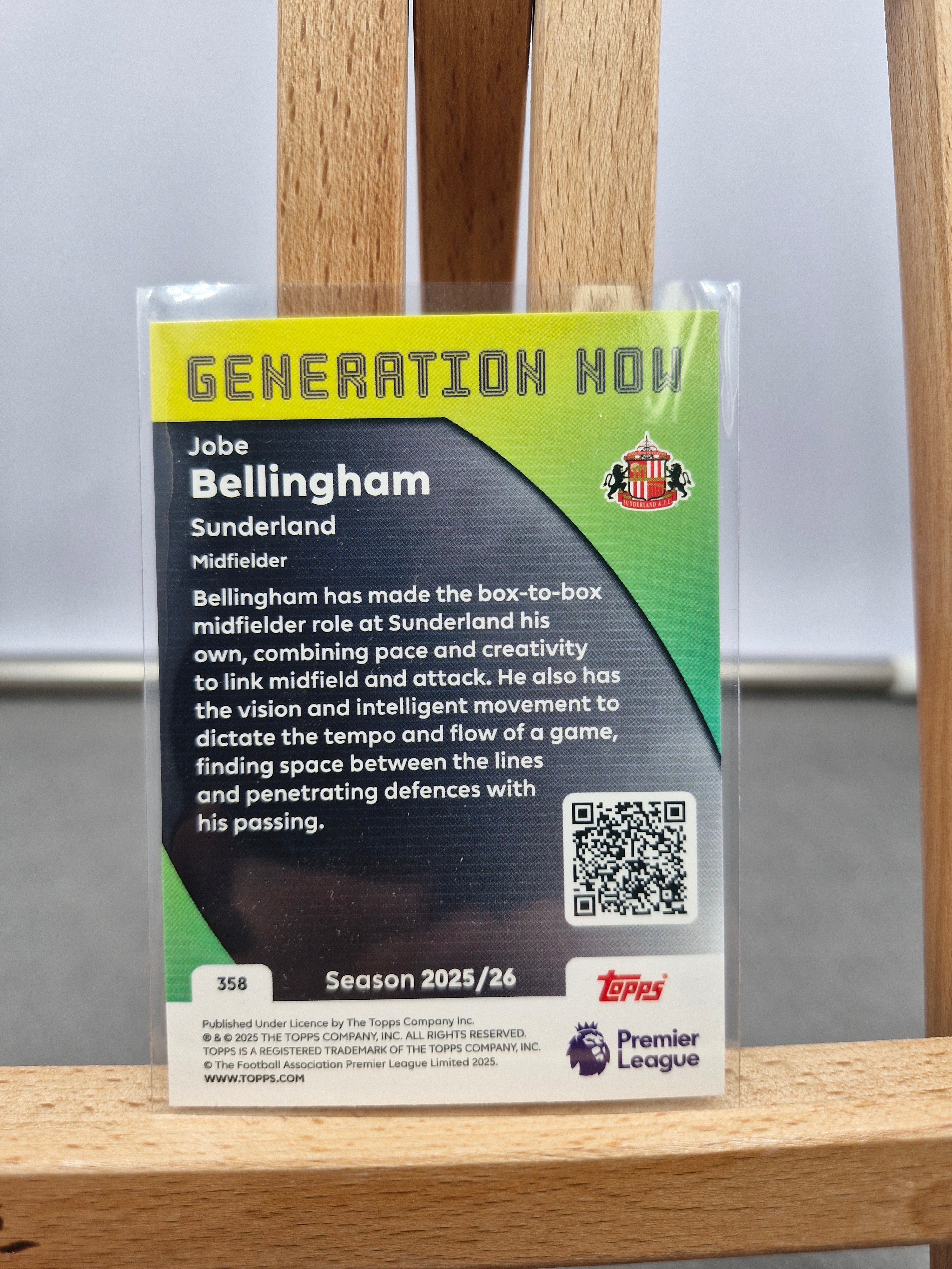 Topps Premier League 2026 - Generation Now Jobe Bellingham Sunderland RC Rookie Card