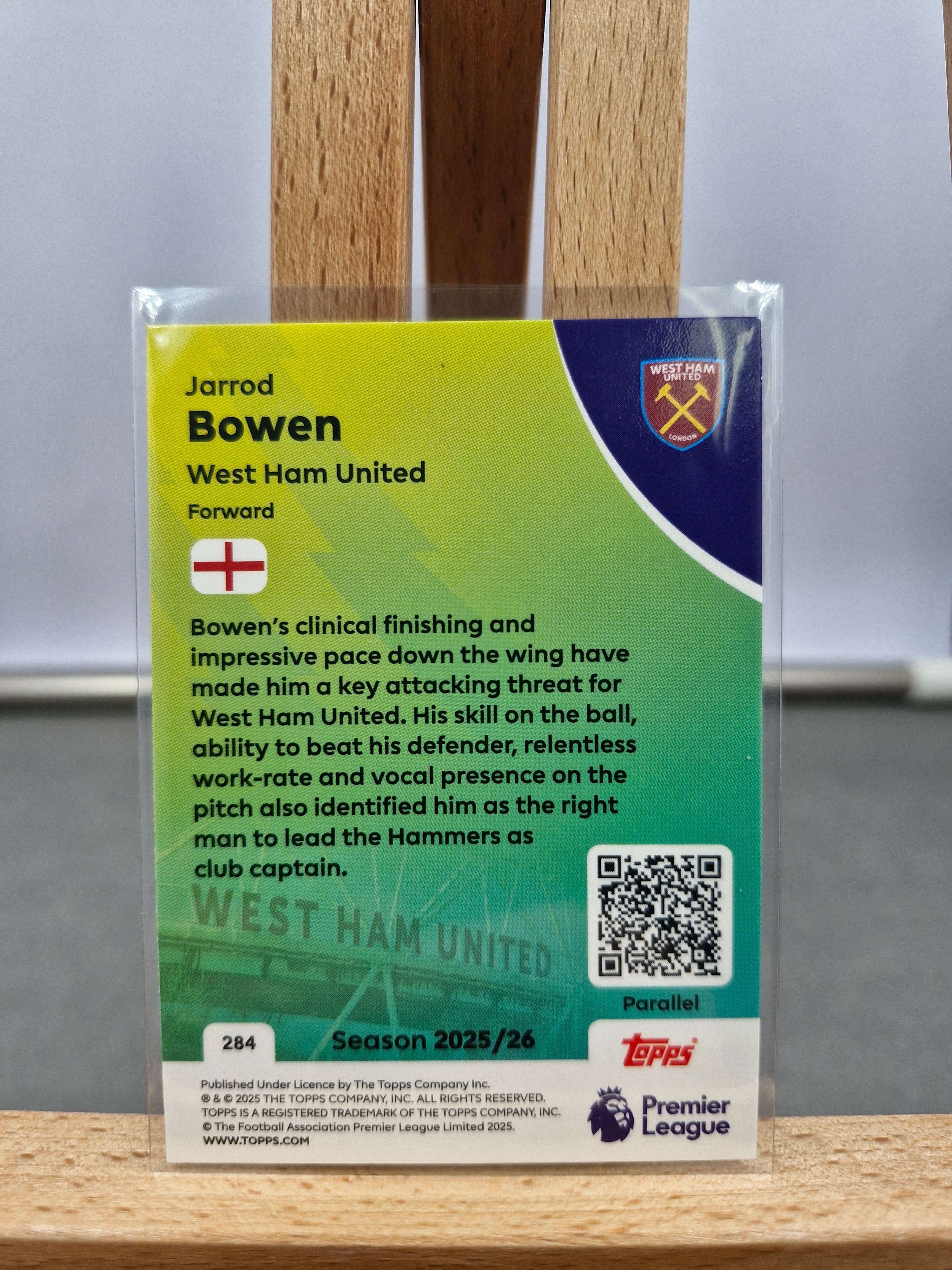 Topps Premier League 2026 - Jarrod Bowen West Ham - Aqua Mini Diamond Parallel Numbered 460/499