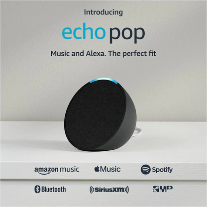 Amazon Echo Pop compact Wi-Fi and Bluetooth smart speaker with Alexa - Charcoal