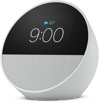 Buy glacier-white Amazon Echo Spot Smart alarm clock with vibrant sound + Alexa (2024)