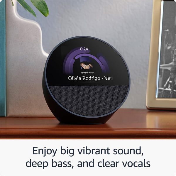 Amazon Echo Spot Smart alarm clock with vibrant sound + Alexa (2024)