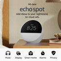 Amazon Echo Spot Smart alarm clock with vibrant sound + Alexa (2024)