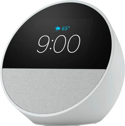 Amazon Echo Spot Smart alarm clock with vibrant sound and Alexa - Glacier White