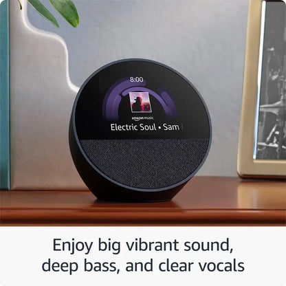 Amazon Echo Spot Smart alarm clock with vibrant sound and Alexa - Black