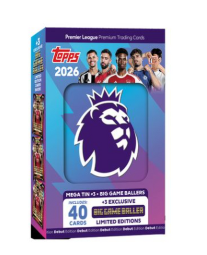 Topps Premier League 2026 Premium Soccer Trading Cards Mega Tin - Blue