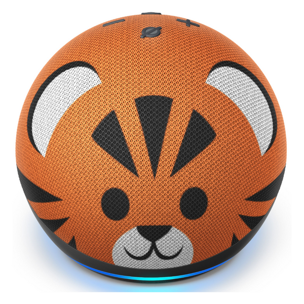 Amazon Echo Dot (4th Gen) Kids | Designed for kids, with Alexa - Tiger - Evogames