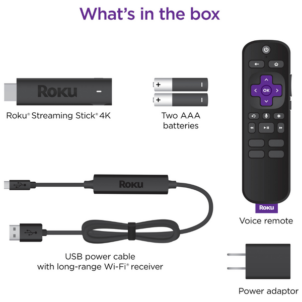 Roku Streaming Stick 4K Dolby Vision with Voice Remote and TV Controls - Evogames