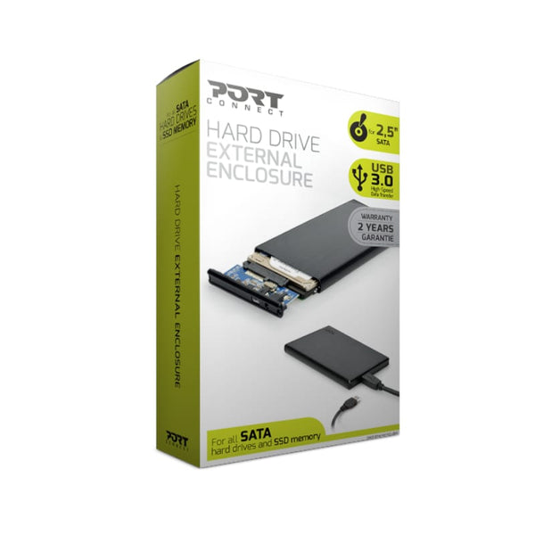 Port Connect 2.5" USB3.0 External HDD Enclosure Black - Evogames