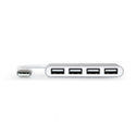 Port USB2.0 to 4 x USB2.0 480Mbps 4 Port Hub - Silver - Evogames