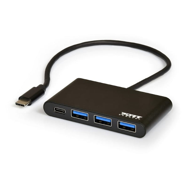 Port USB Type-C to 3 x USB3.0 and 1 x Type-C PD 30cm 4 Port Hub - Black - Evogames