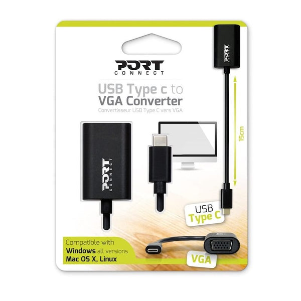 Port Connect Type-C to VGA Converter - Evogames