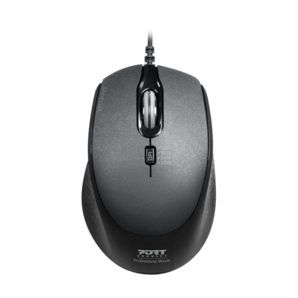 Port Connect Wired USB|Type-C 3600DPI Mouse - Black - Evogames