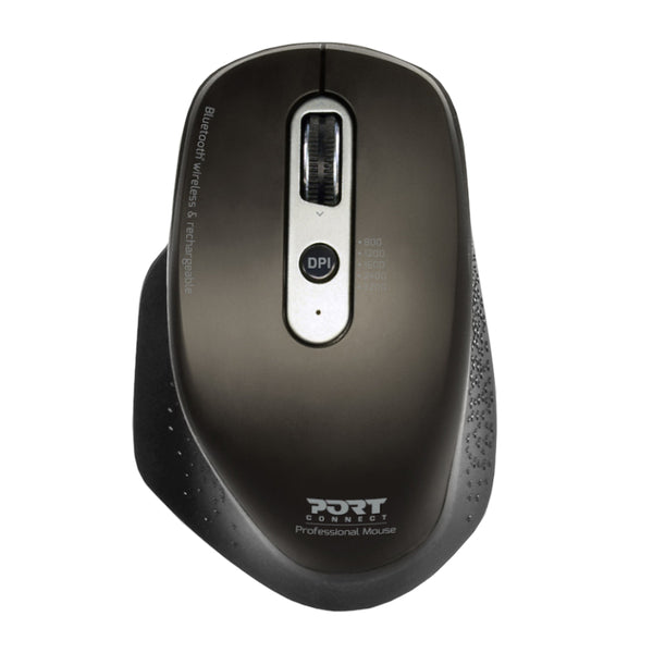 Port Connect Wireless Rechargeable Executive Bluetooth Mouse - Black - Evogames