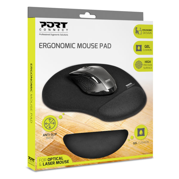 Port Ergonomic Gel Mouse Pad - Black - Evogames