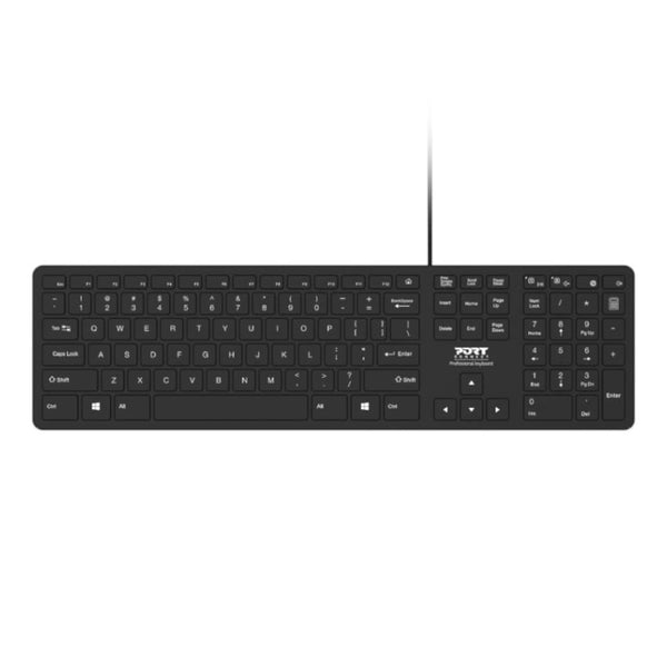 Port Office Executive Low Profile 109key Wired Keyboard - Black - Evogames