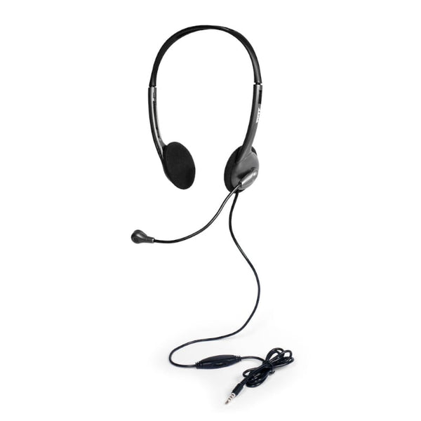 Port Stereo Headset with Mic with 1.2m Cable|1 x 3.5mm|Volume Controller - Black - Evogames