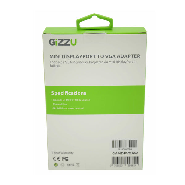 GIZZU Mini DisplayPort to VGA Adapter - Evogames