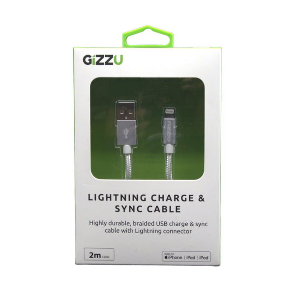 GIZZU Lightning 2m Braided Cable White - Evogames