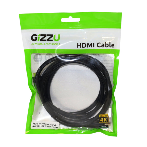 GIZZU High Speed V.2 Mini HDMI to HDMI 1.8m Cable Polybag - Evogames