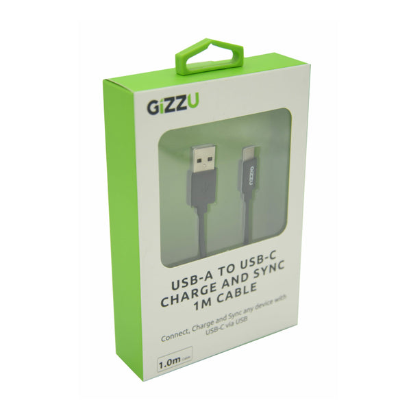 GIZZU USB2.0 A to USB-C 1m Cable Black - Evogames