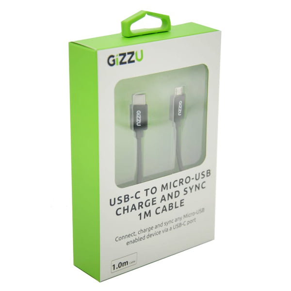 GIZZU USB-C to Micro USB 1m Cable Black - Evogames