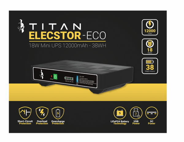 Titan Elecstor 18W Mini UPS 12000mAh - 38WH - Evogames